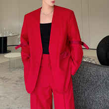 Load image into Gallery viewer, Retro Detachable Tie Sleeves Suit Wide-leg Trousers Two-piece Suit