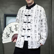 Load image into Gallery viewer, Contrast Patchwork Print Stand Collar Long-sleeved Shirt