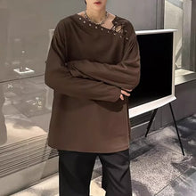 Load image into Gallery viewer, American Off-shoulder Tie-back Textured T-shirt