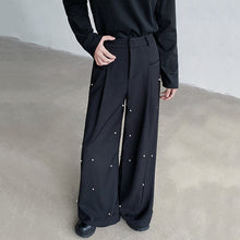 Load image into Gallery viewer, Pearl Rivets Wide-Leg Straight Pants