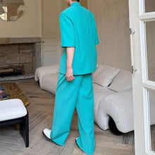 Load image into Gallery viewer, Double-breasted Three-quarter Sleeve Straight-leg Trousers Two-piece Suit