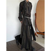 Load image into Gallery viewer, Vintage Tie-dye Ribbon Stand Collar Pleated Shirt