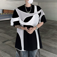 Load image into Gallery viewer, Contrast Color Stitching Lace-up T-shirt