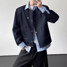 Load image into Gallery viewer, Striped Patchwork Shirt Collar Faux Two-piece Jacket