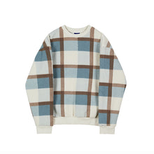 Load image into Gallery viewer, Casual Round Neck Color Block Plaid Loose Sweatshirt