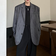 Load image into Gallery viewer, Distressed Textured Shoulder-padded Suit Jacket