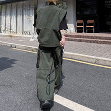 Load image into Gallery viewer, Japanese Retro Stand Collar Vest Wide Leg Loose Trousers Two-piece Set