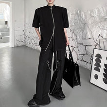 Load image into Gallery viewer, Half Turtleneck Curved Double Zip Shoulder Padded Shirt