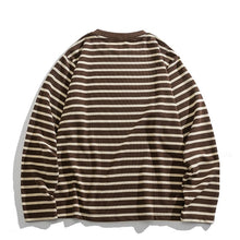 Load image into Gallery viewer, Japanese Waffle Knit Striped Loose Long Sleeve T-shirt