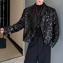 Load image into Gallery viewer, Sequined Suit Collar Loose Short Jacket
