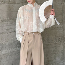 Load image into Gallery viewer, 3D Floral Stand Collar Long Sleeve Shirt