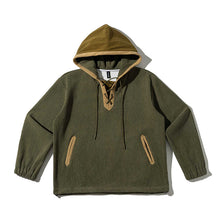 Load image into Gallery viewer, Retro Corduroy Color-blocked Hoodie Sweatshirt