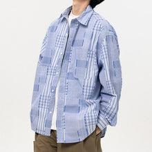 Load image into Gallery viewer, Spliced Lapel Pocket Loose Plaid Shirt