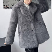 Load image into Gallery viewer, Faux Fur Double Breasted Lapel Jacket