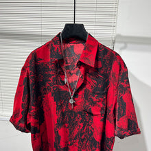 Load image into Gallery viewer, Irregular Printed Loose Red Shirt