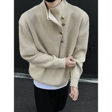 Load image into Gallery viewer, Turtleneck Loose-fitting Button-down Knit Sweater