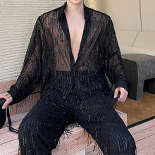 Load image into Gallery viewer, Stage Tassels Sequins Tops Pants Suits