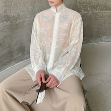 Load image into Gallery viewer, 3D Floral Stand Collar Long Sleeve Shirt