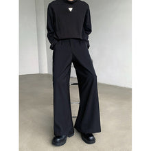 Load image into Gallery viewer, Black Waist-hugging Drape Suit Pants