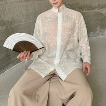 Load image into Gallery viewer, 3D Floral Stand Collar Long Sleeve Shirt