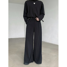 Load image into Gallery viewer, Black Waist-hugging Drape Suit Pants