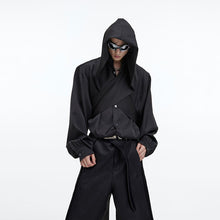 Load image into Gallery viewer, Shawl Hooded Long Sleeve Off Shoulder Shirt