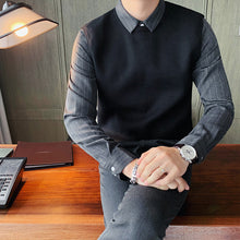 Load image into Gallery viewer, Fake Two Piece Shirt Collar Slim Sweater