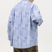 Load image into Gallery viewer, Spliced Lapel Pocket Loose Plaid Shirt