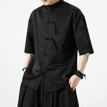 Load image into Gallery viewer, Buttoned Stand Collar Short Sleeve Shirt