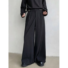 Load image into Gallery viewer, Black Waist-hugging Drape Suit Pants