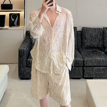Load image into Gallery viewer, Summer Stage Tassels Sequins Tops Shorts Suits