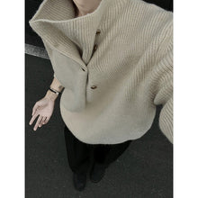 Load image into Gallery viewer, Turtleneck Loose-fitting Button-down Knit Sweater
