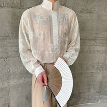 Load image into Gallery viewer, 3D Floral Stand Collar Long Sleeve Shirt