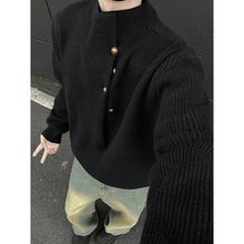 Load image into Gallery viewer, Turtleneck Loose-fitting Button-down Knit Sweater