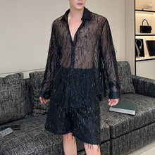 Load image into Gallery viewer, Summer Stage Tassels Sequins Tops Shorts Suits