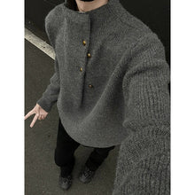 Load image into Gallery viewer, Turtleneck Loose-fitting Button-down Knit Sweater