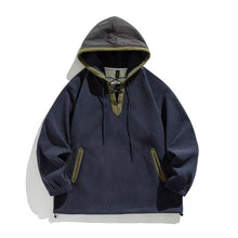 Load image into Gallery viewer, Retro Corduroy Color-blocked Hoodie Sweatshirt