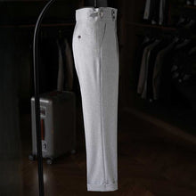 Load image into Gallery viewer, High-waisted Parisian Button Draped Suit Trousers