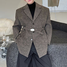 Load image into Gallery viewer, Loose Fit Leather Waist Belted Blazer