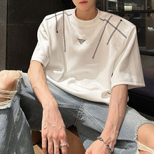 Load image into Gallery viewer, Metallic Shoulder Pad Contrast Color T-shirt