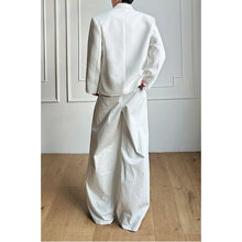 Load image into Gallery viewer, Lace-Paneled Double-Breasted Blazer with Shoulder Pads