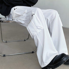 Load image into Gallery viewer, White Multi-Pocket Cargo Straight-Leg Pants