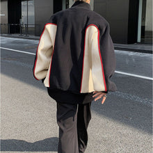 Load image into Gallery viewer, Knitted Patchwork Half-zip Stand Collar Sweatshirt