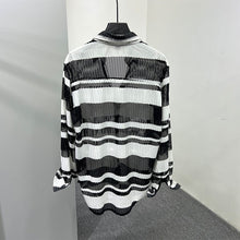 Load image into Gallery viewer, Thin Color Contrast Stripe Hollow Shirt