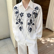 Load image into Gallery viewer, Embroidery Cotton and Linen Shirt Outline Casual Pants Two-piece Set