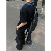 Load image into Gallery viewer, Retro Short-sleeved Patchwork Denim T-shirt