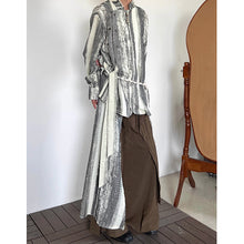 Load image into Gallery viewer, Vintage Tie-dye Ribbon Stand Collar Pleated Shirt