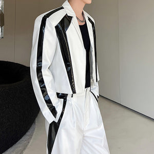 Black White Contrasting Blazer Wide-leg Pants Two-piece Set