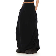 Load image into Gallery viewer, Black Drawstring Irregular Skirt