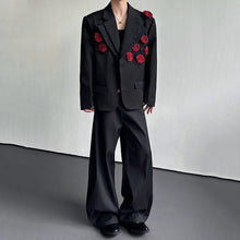 Load image into Gallery viewer, 3D Floral Padded Shoulder Double-layer Collar Blazer